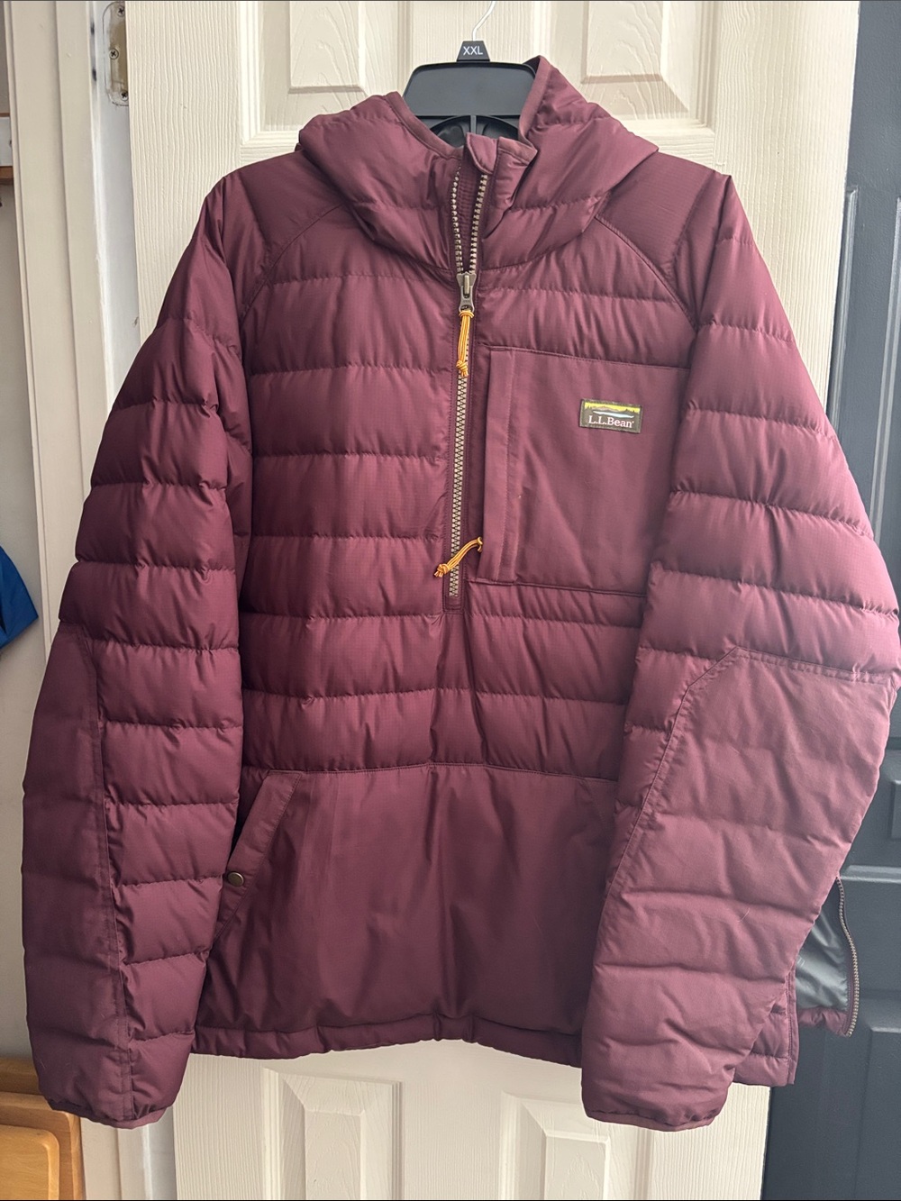 L.L. Bean Burgundy Quilted Hooded Pullover Jacket